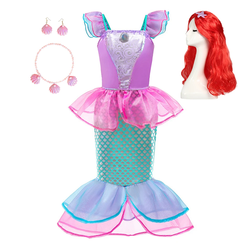 

Детская юбка с рыбьим хвостом для маленьких девочек, Рождественский карнавал, карнавальный костюм русалки, платье, детские платья принцессы русалки на Хэллоуин