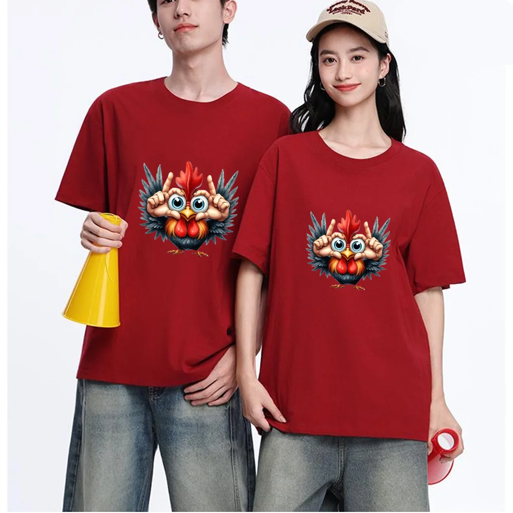 Cute Rooster Hand Gesture Graphic Printed T Shirt Breathable Fabric S-XXL Personalized Custom Aesthetic Unisex Fit Casual Short