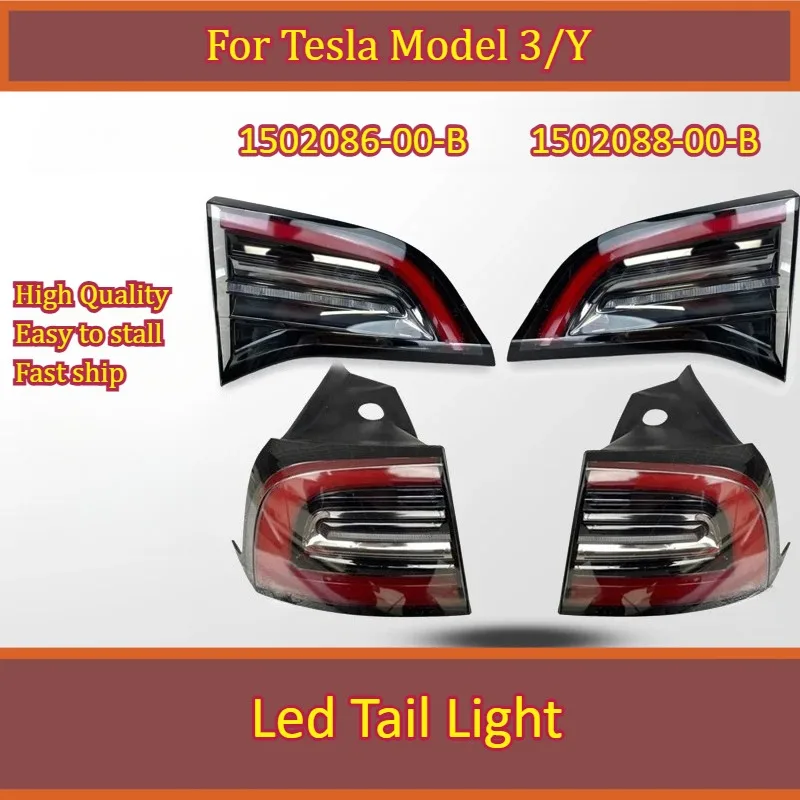 For Tesla Model 3/Y Led Rear Light Assembly Rear Lamp Outer New Led Tail Light Brake Lamp 1502086-00-B 1502088-00-B 2021-2023