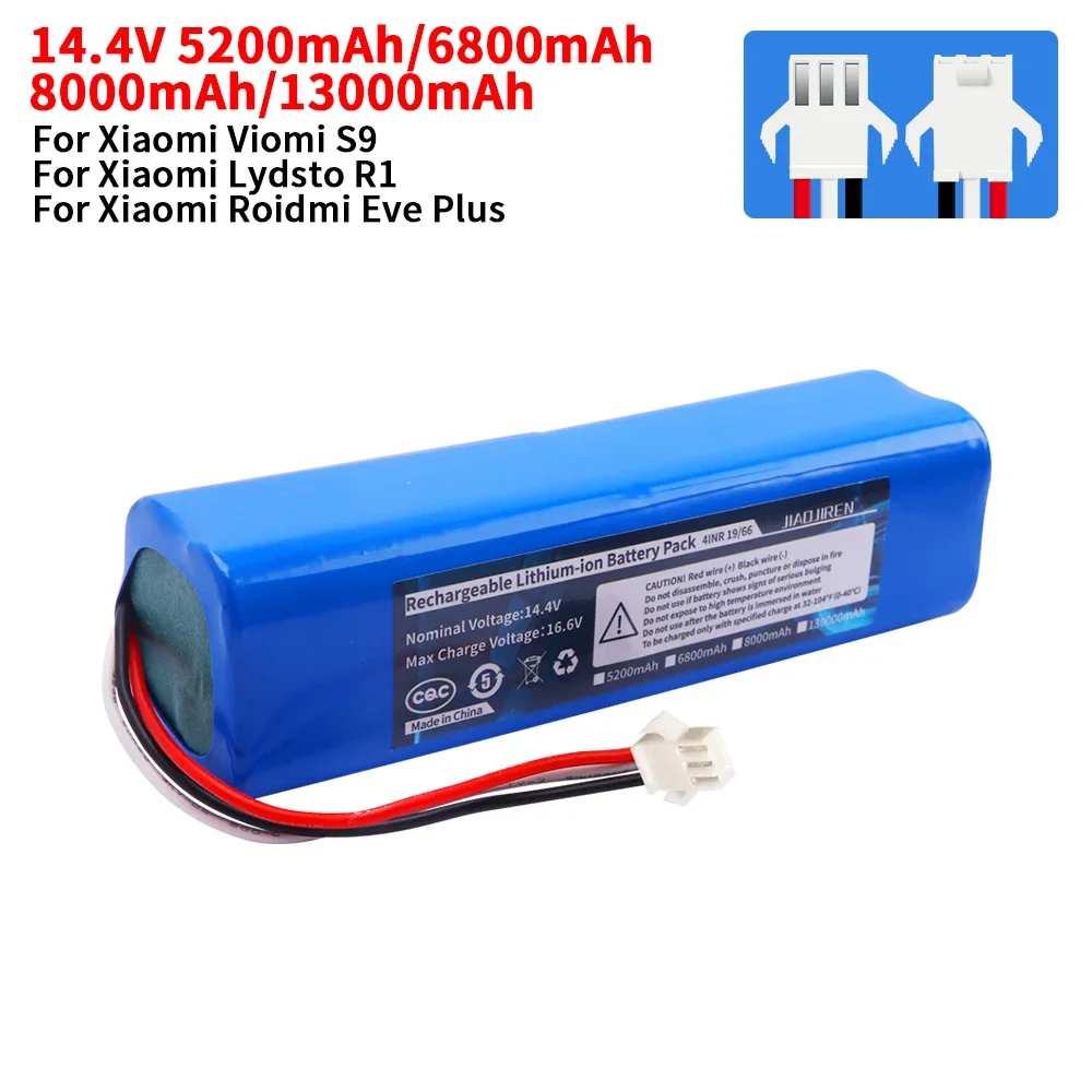 Upgrade14.4V 5200mAh/6800mAh/8000mAh  H18650CH-4S2P Battery For Arnagar S8 Pro /Arnagar S9 /Realme TechLife Robot Vacuum Cleaner