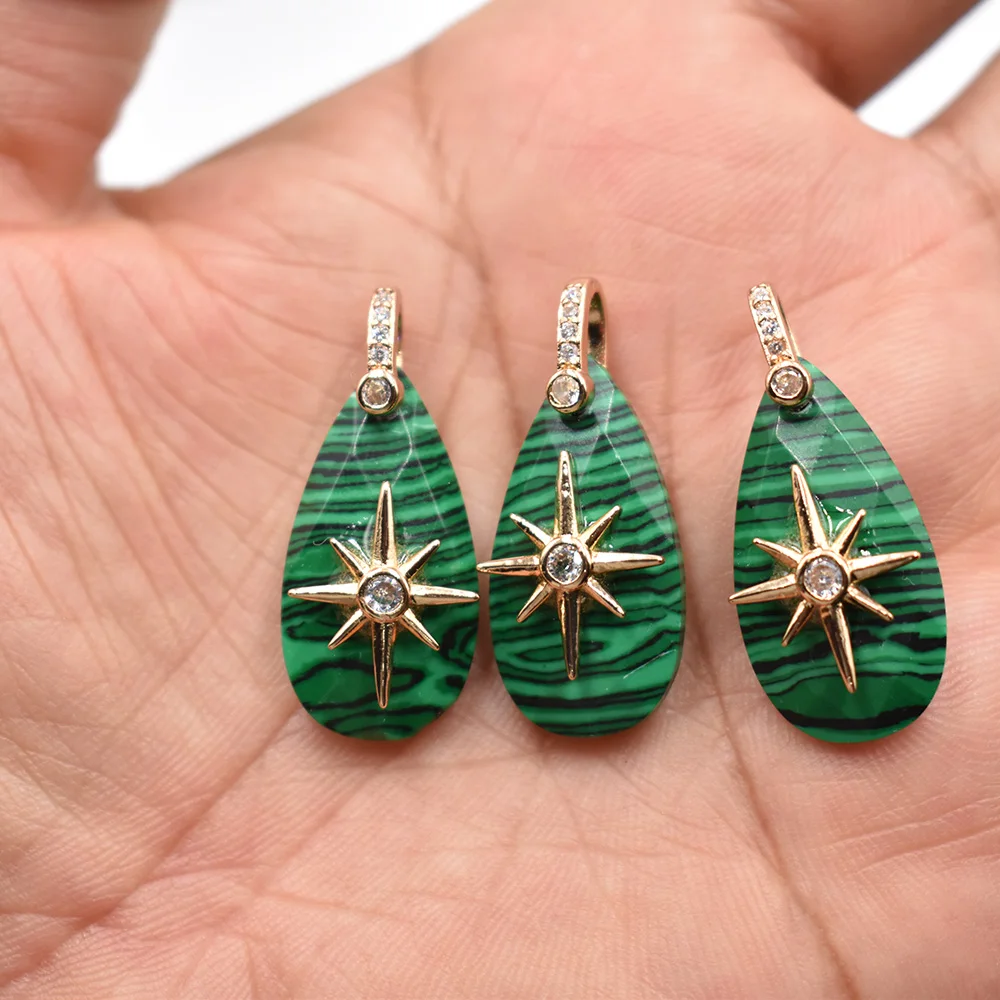 Großhandel 8 Stück/Set 14x25mm Wassertropfenform facettiert geschnitten Modische Natürliche Labradorit Starburst Halsketten-Anhänger Schmuck – Detail 19
