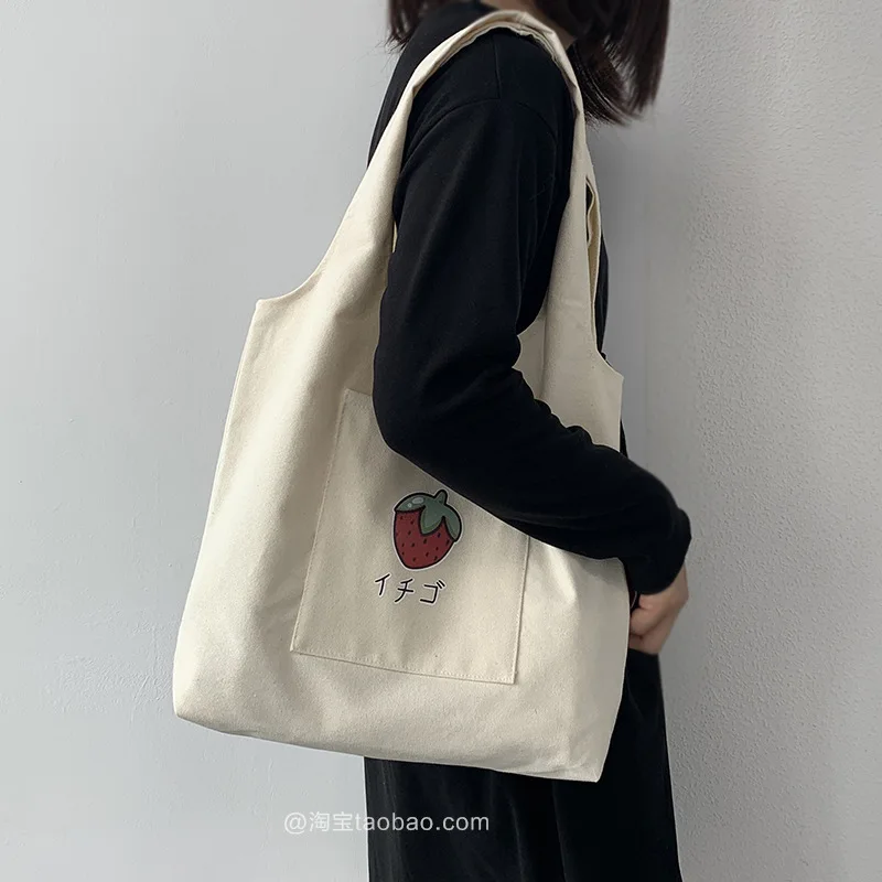 Japanese Style Cartoon Shoulder Bag Women Large Capacity Canvas Shopping Bag Eco Friendly Tote Bag Women\'s Handbags Outside Bag