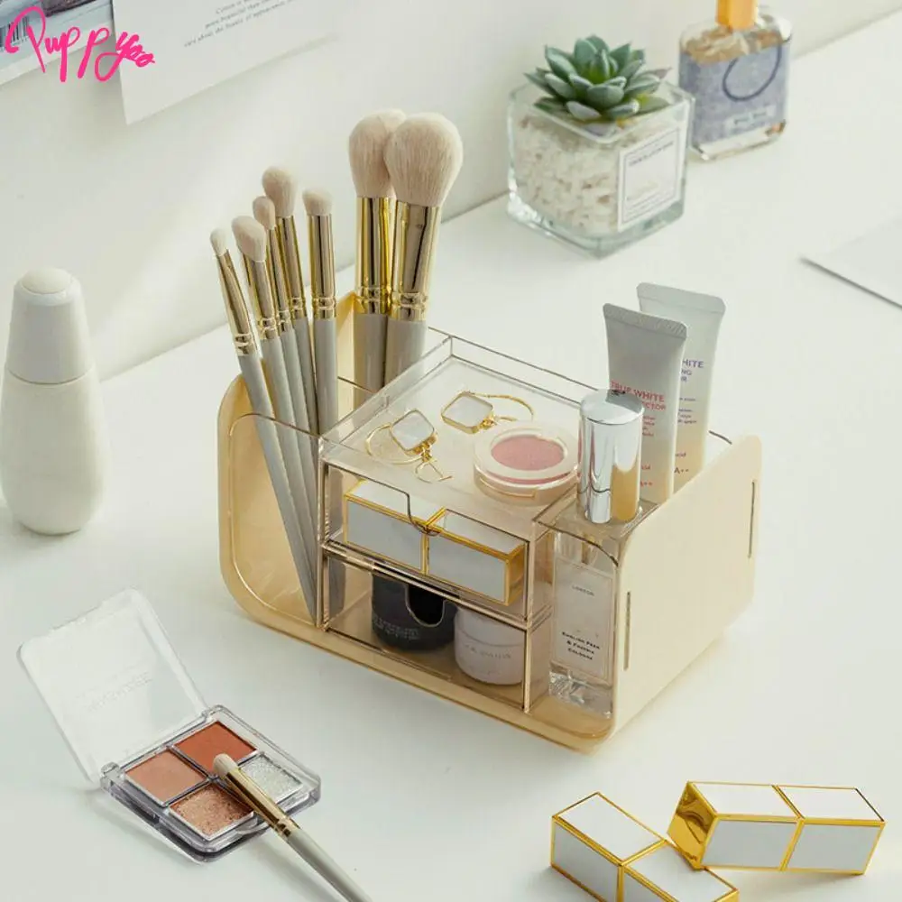 Creative Multi Grid Stationery Storage Box Large Capacity Dust-proof Pen Container Drawer HIPS+PS Makeup Brush Holder School