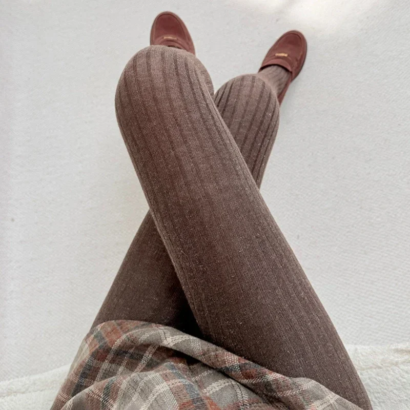 Women Knit Tights Ribbed Pantyhose Sparkle Glitter Lurex Threads Warm Winter Cotton Blend Stockings Long Hosiery Fashion Slim