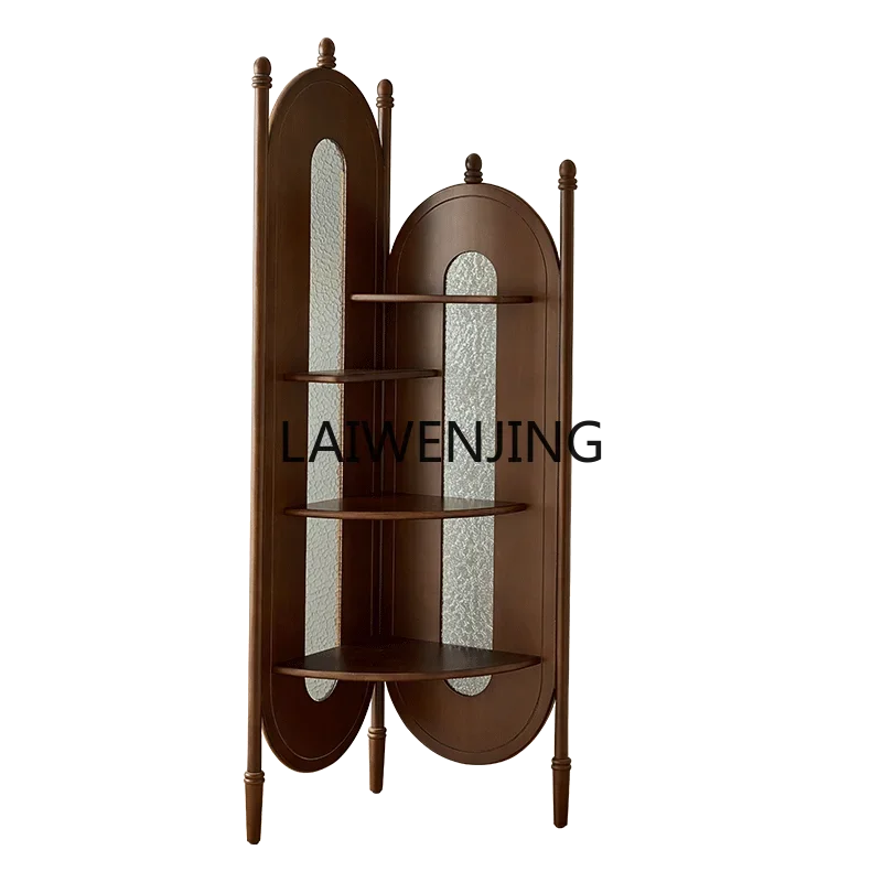 

HLZ French retro corner rack Middle antique corner cabinet Solid wood edge cabinet