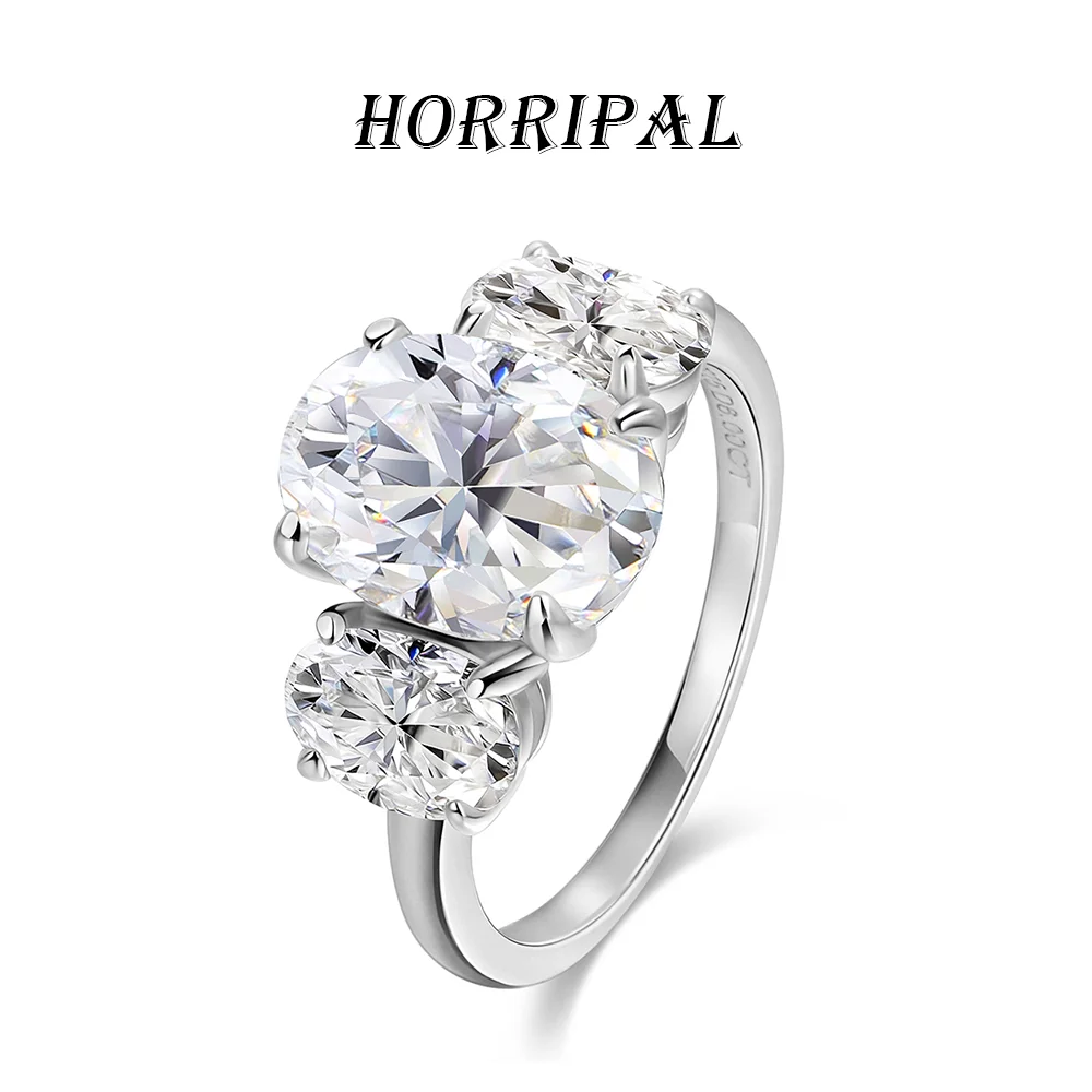 

Кольцо для помолвки HORRIPAL D VVS1 с тремя овальными муассанитами и сертификатом GRA, из стерлингового серебра 925 пробы, ювелирное изделие высокого качества.