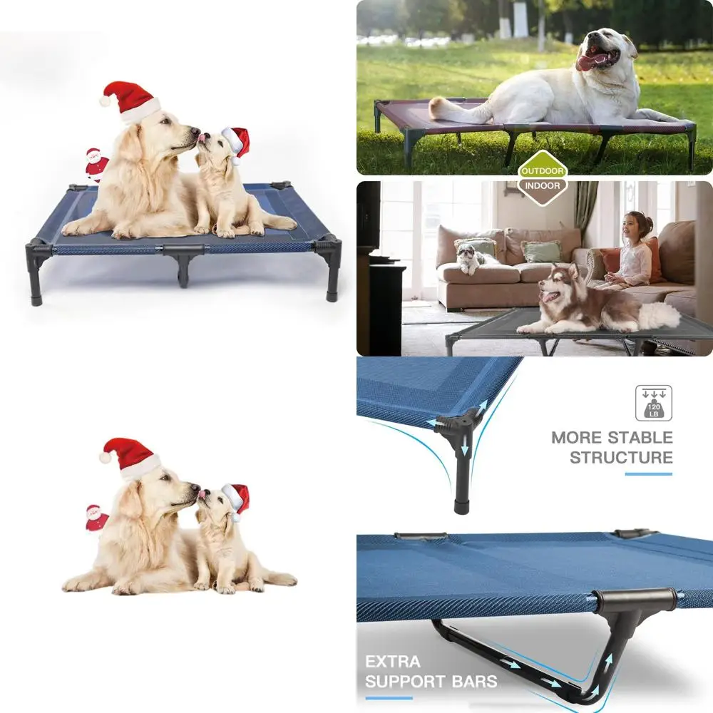 

Medium Dog Cooling Cot - Portable Waterproof Bed with Teslin Mesh, Suitable for Indoor/Outdoor, Large Size, Blue