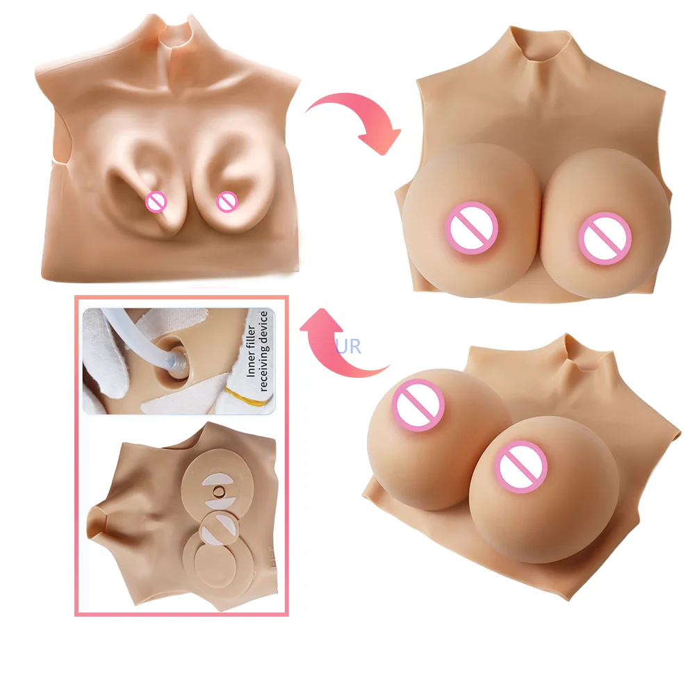 

LGBTQ+ Clothes Adjustable G Cup Woman Boobs To H Cup Breast Size Young Girl Fake Breasts Pads Inflatable Diy Fake Boobs Set