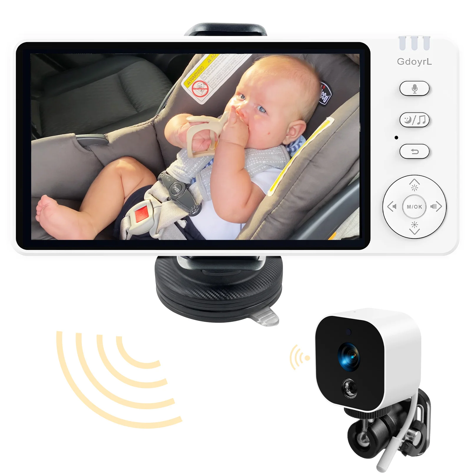 

Wireless Baby Car Camera with 5-inch HD 1080P IPS, USB-Powered 360° Rotating Rear Seat Monitor (1000 ft) Auto/Manual Night Visio