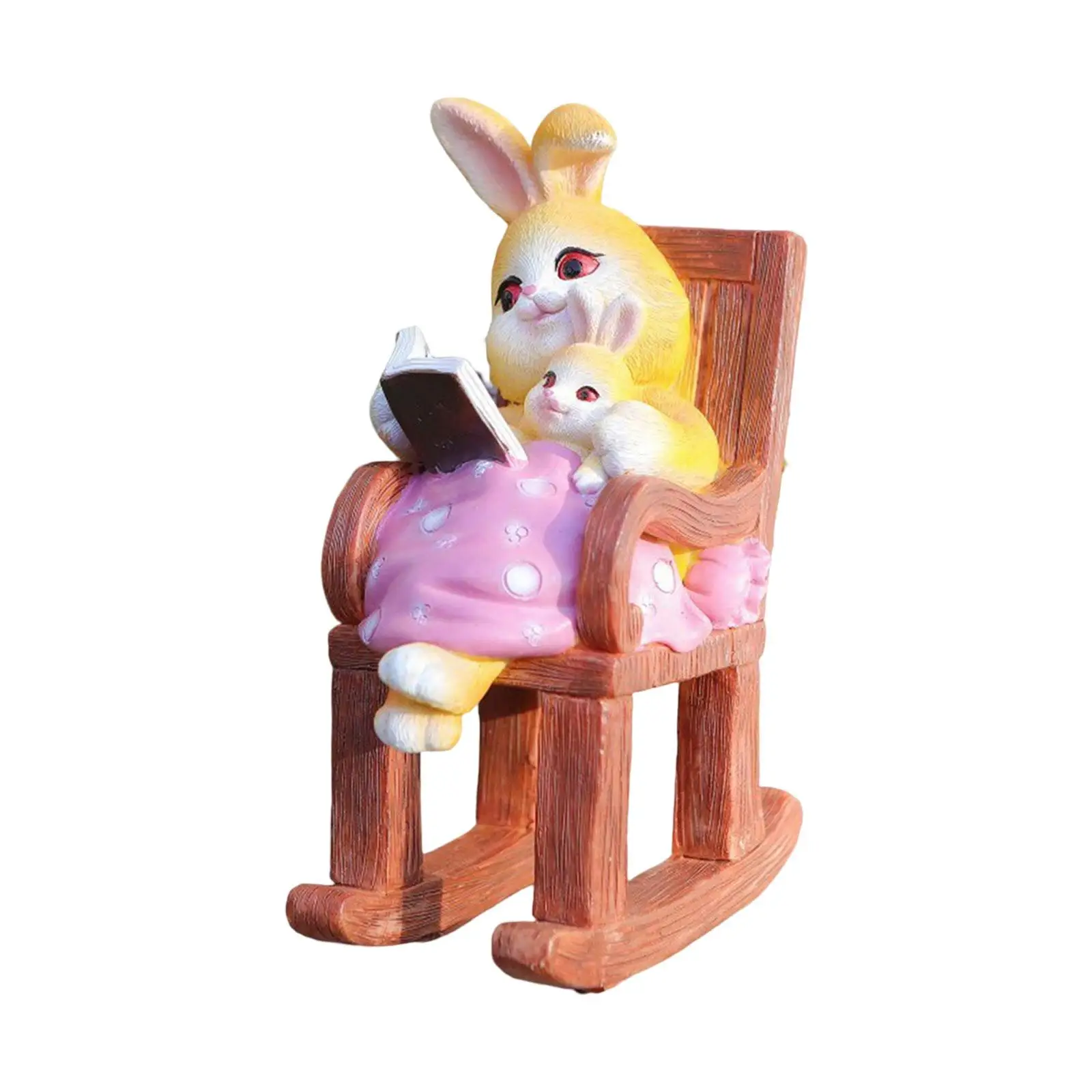 Parent Child Bunny Statue Craft for Patio Desktop Ornament Home Decoration