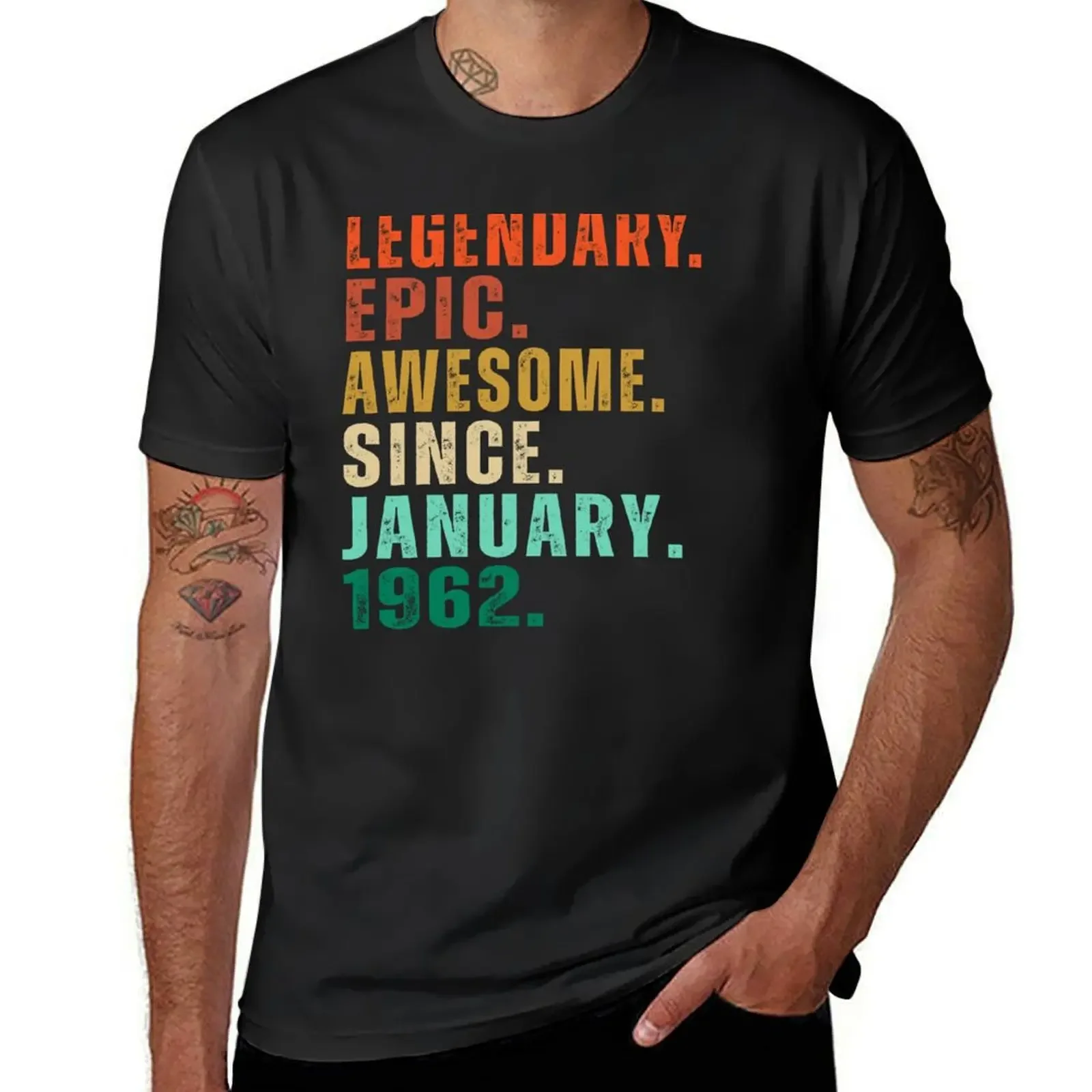 

Legendary Awesome Epic-Since January 1962 Vintage 60 Years Old Gift Birthday T-Shirt plus size tops men t shirt