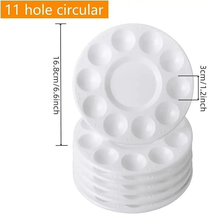 5/10/15PCS Round Plastic Paint Palette 10-Well Mixing Trays Reusable Lightweight Art Palettes for Watercolor Acrylic Gouache DIY