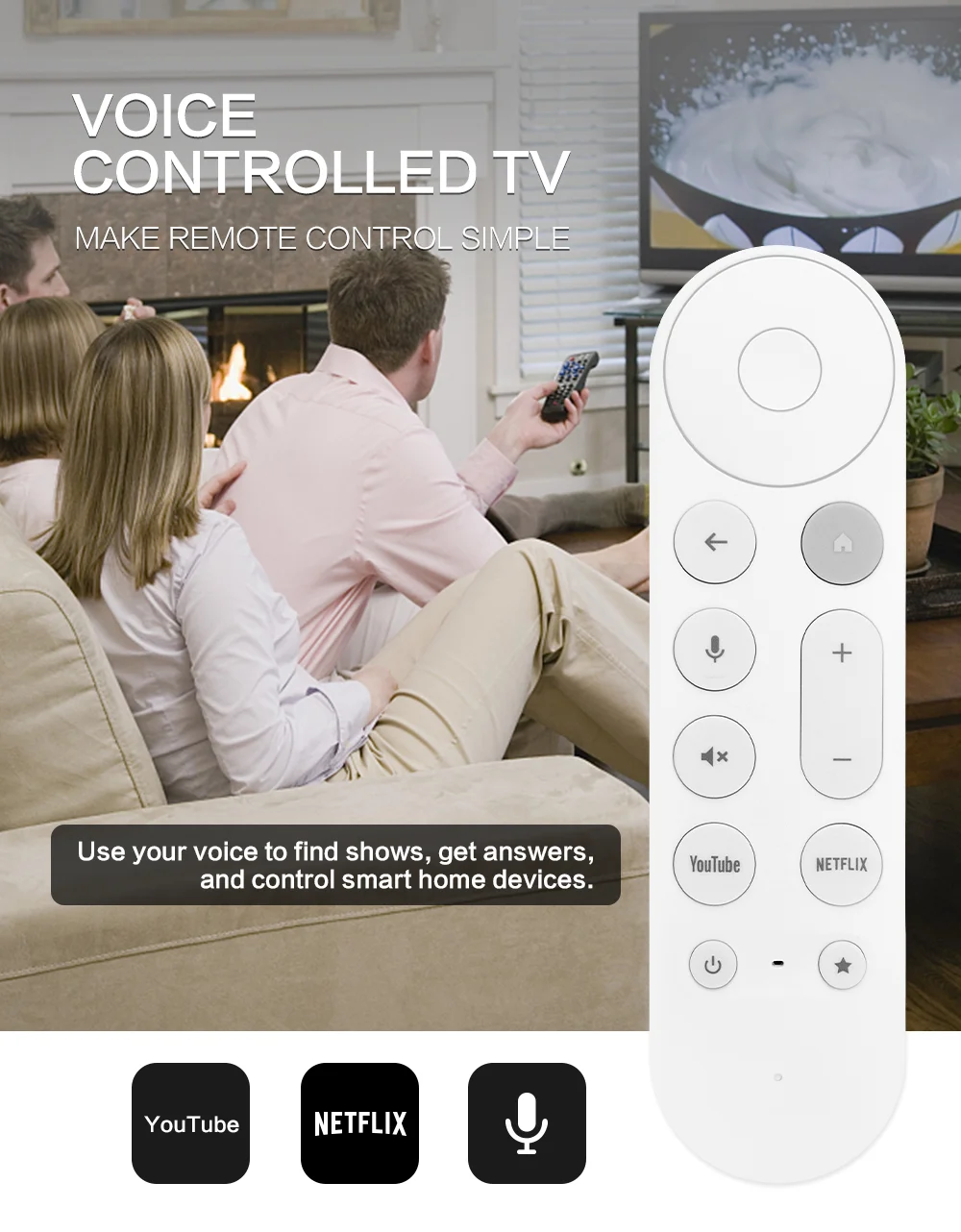 Neue RC-BT1991-V1 Sprachfernbedienung als Ersatz für Google TV Streamer 4K, auch kompatibel mit Chromecast Google TV und Streaming – Detail 2