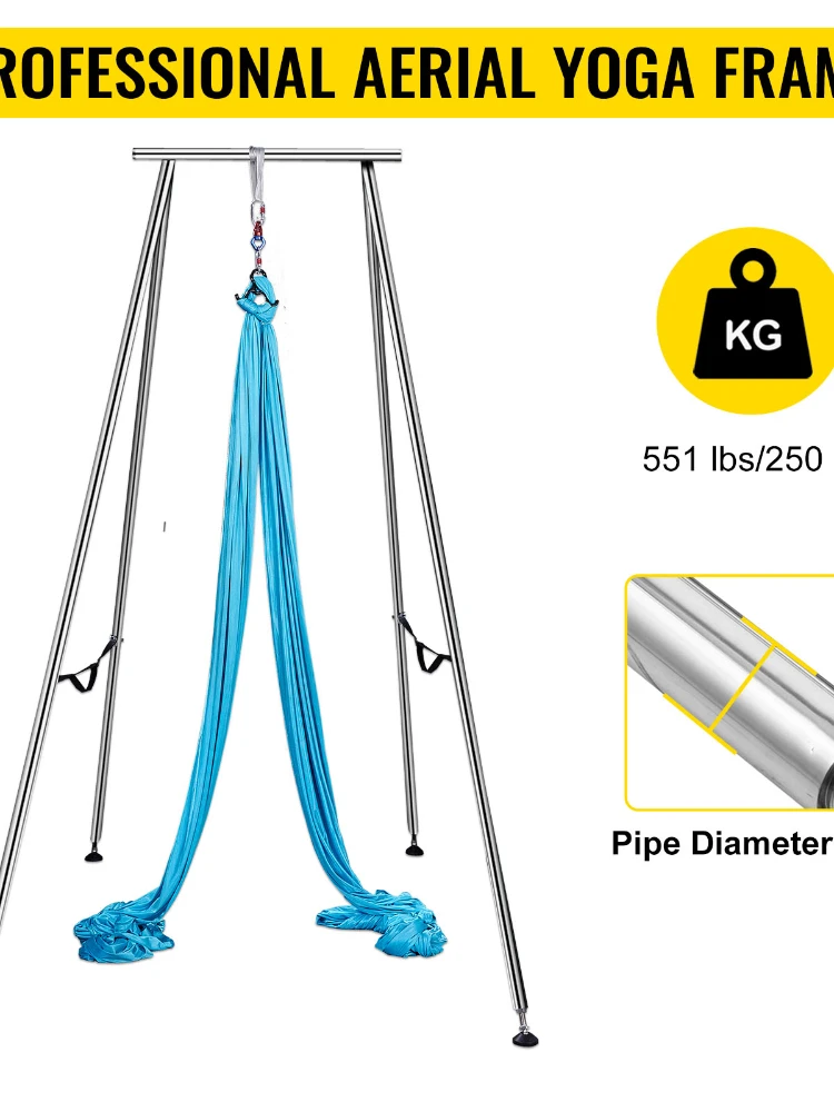 Aerial Yoga Swing Stand 551 lbs Load Bearing Portable Steel Frame with 20 / 40 ft Stretch Fabric for Indoor & Outdoor