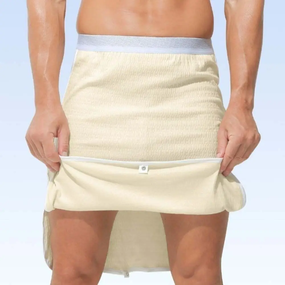 Cotton Men's Sleeping Skirt Pants Crotch Less No Underwear Male Bath Towel Insensitive Half Body Apron with Buttons Men Bathrobe