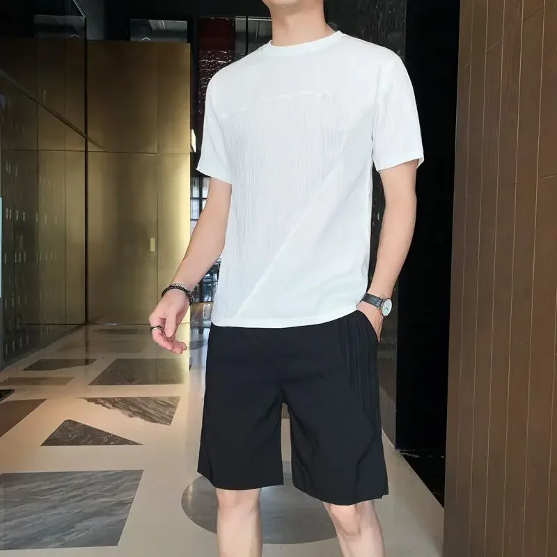 

Shorts Sets Plain Sports Suits Sweatshirt Top No Logo Clothes for Men Gym Male T Shirt Sweatpants Tracksuit Black Fashion Casual