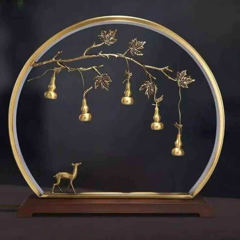 

45X10X46cmNew Chinese desktop brass ornament porch living room office home gift high-end ornament