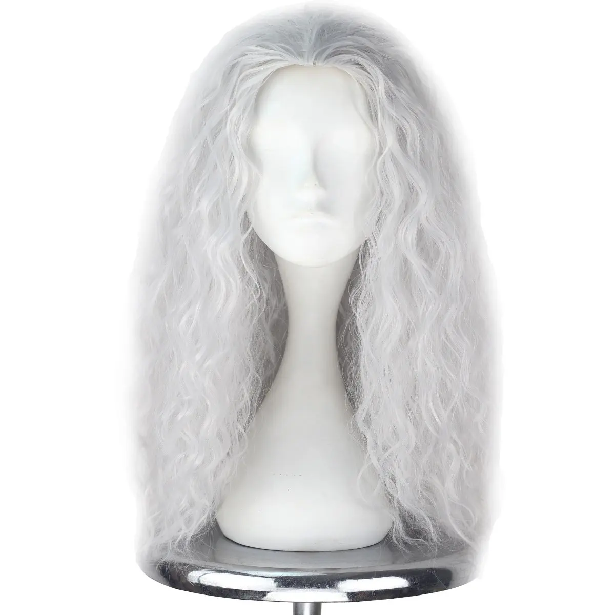 Witch Wig Old Lady Wig Women Long Grey Curly Costume Cosplay Wig Halloween Witch Costume Hair, Messy Thick Fluffy Texture, Full Layered Curls