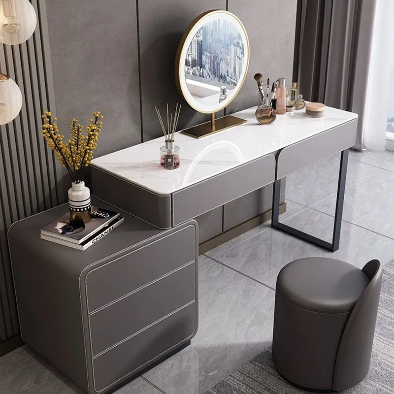 Modern Luxury Vanity Makeup Desk Simplicity Bedroom Vanity Table Set Storage Drawers Mesita De Noche Bedside Table Furniture