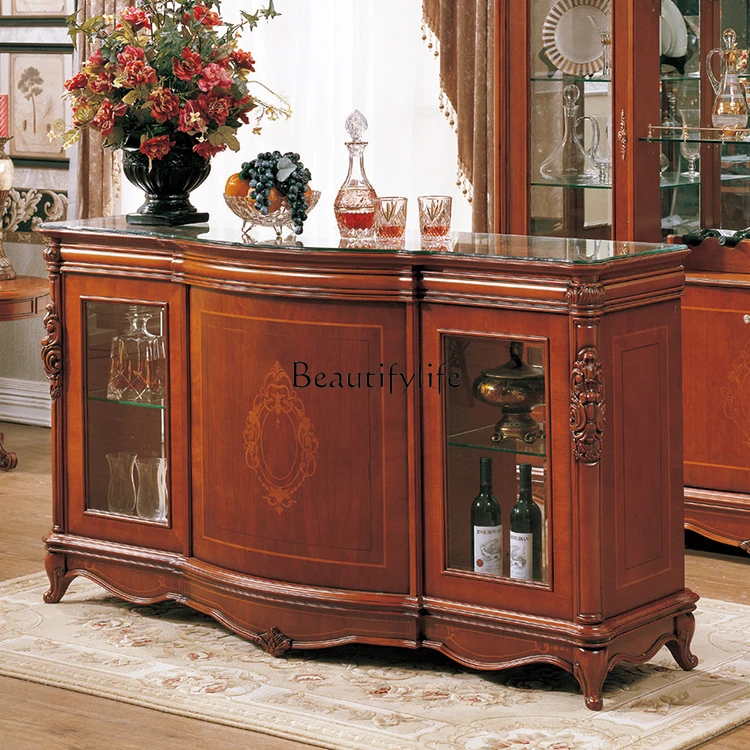 

European-style carved bar table Hotel restaurant American high-end solid wood wine bar
