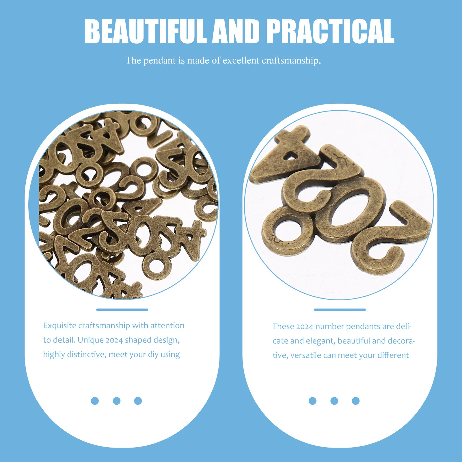 

100 шт. стильных металлических подвесок-цифр из цинкового сплава 2024 для браслетов, ожерелий и поделок своими руками, шармы-подвески 2024 для украшений DIY