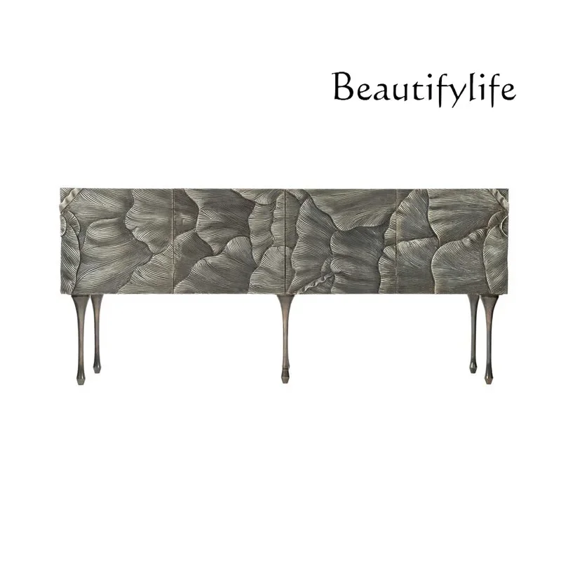 Lichte luxe Franse retro verandakast moderne minimalistische kunst massief houtsnijwerk eettafel decoratieve kast