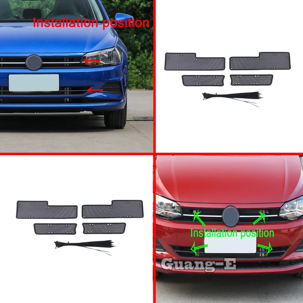 

For Volkswagen VW Polo Hatchback 2019 2020 2021 2022 2023 Car Stick Grille Grill Insect Prevention Net Trim Front Defend Frame
