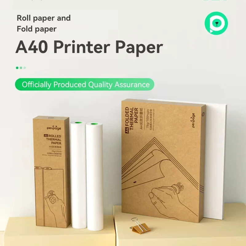

Peripage A40 Thermal Paper Fold/Roll Thermal Paper Printer Long-term/Quick-dry Thermal A4 Paper For PDF File Office/Home/School