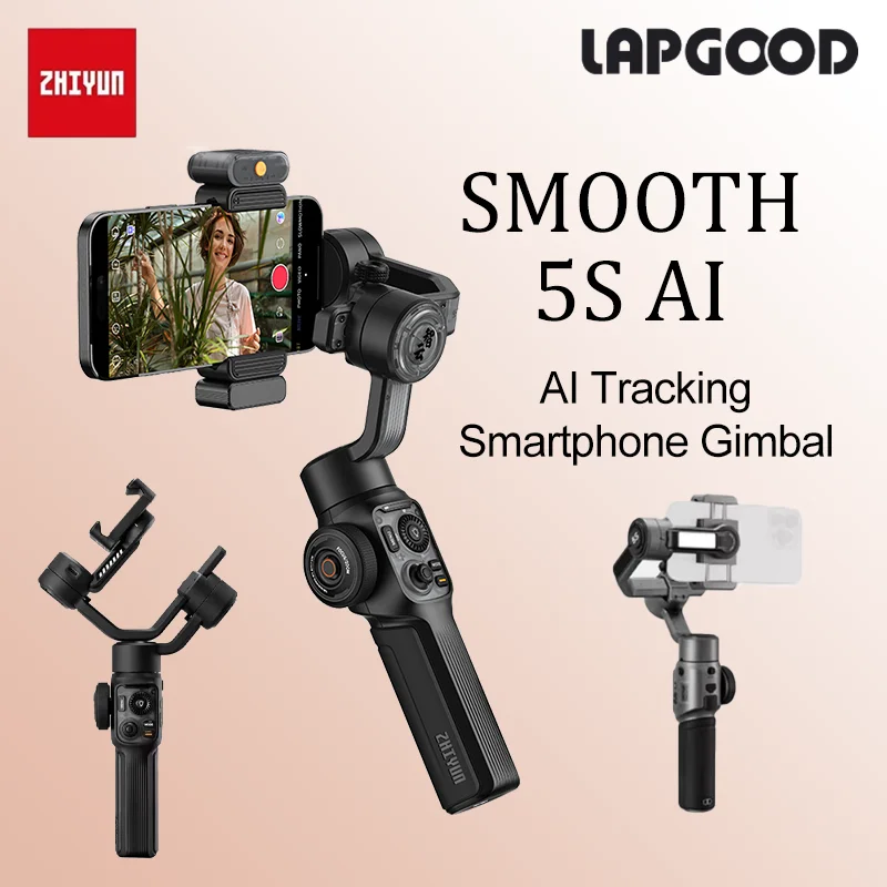 ZHIYUN SMOOTH 5S AI-стабилизатор для смартфона с отслеживанием по ИИ, 3-осевой, с подсветкой