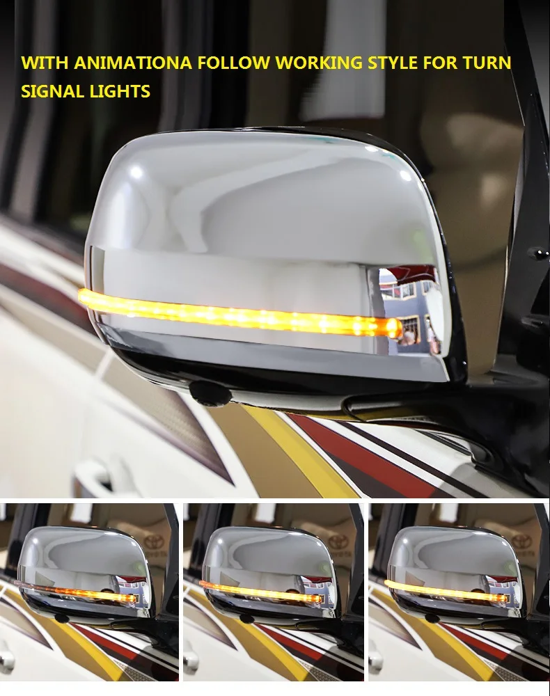 2pcs Side Mirror Cover Fit For Landcruiser 2016 2017 2018 2019 2020 2021 LC200 Led Turn Signal Lights Light Suv Car Parts