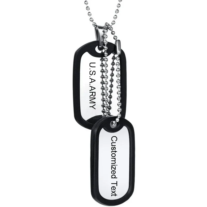 

Customized ID Double Dog Tag Pendant Necklaces for Men Army Military Soldier Silencer Circle Personalized Jewelry