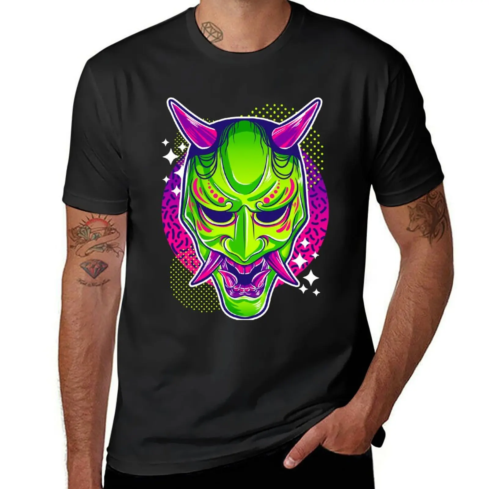 Neon Noh - Hannya T-Shirt blanks blacks heavyweight t shirts for men