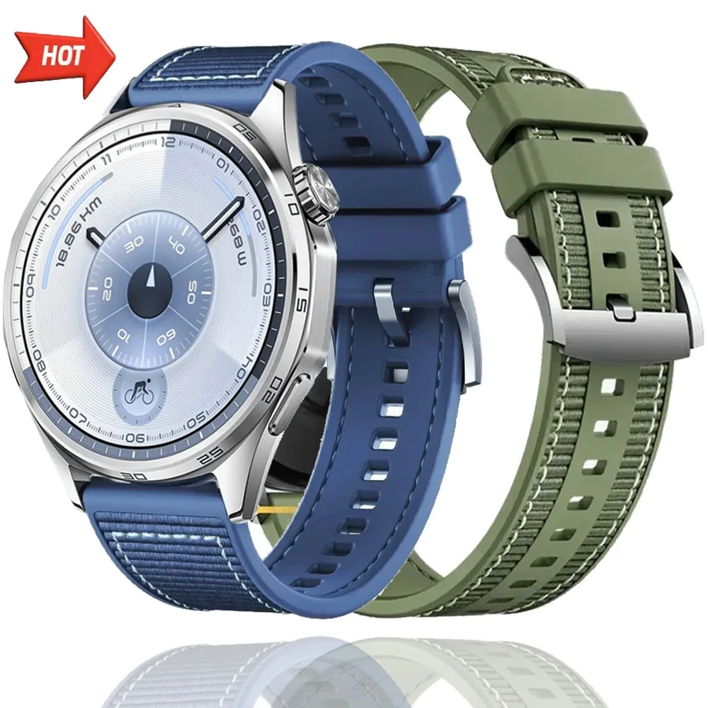 22 مللي متر حزام ساعة اليد لساعة هواوي GT4/5/6 46 مللي متر مركب مضفر النايلون سيليكون معصمه لساعة هواوي 4/3/GT6 برو سوار #2