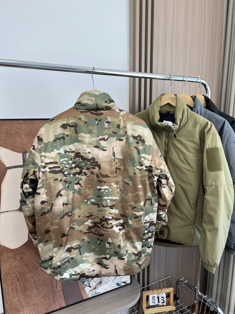 Winter Windproof Stand Collar Cotton Jacket For Men Outdoor Waterproof Camouflage Thicken Coat American Casual Fashion Overcoat