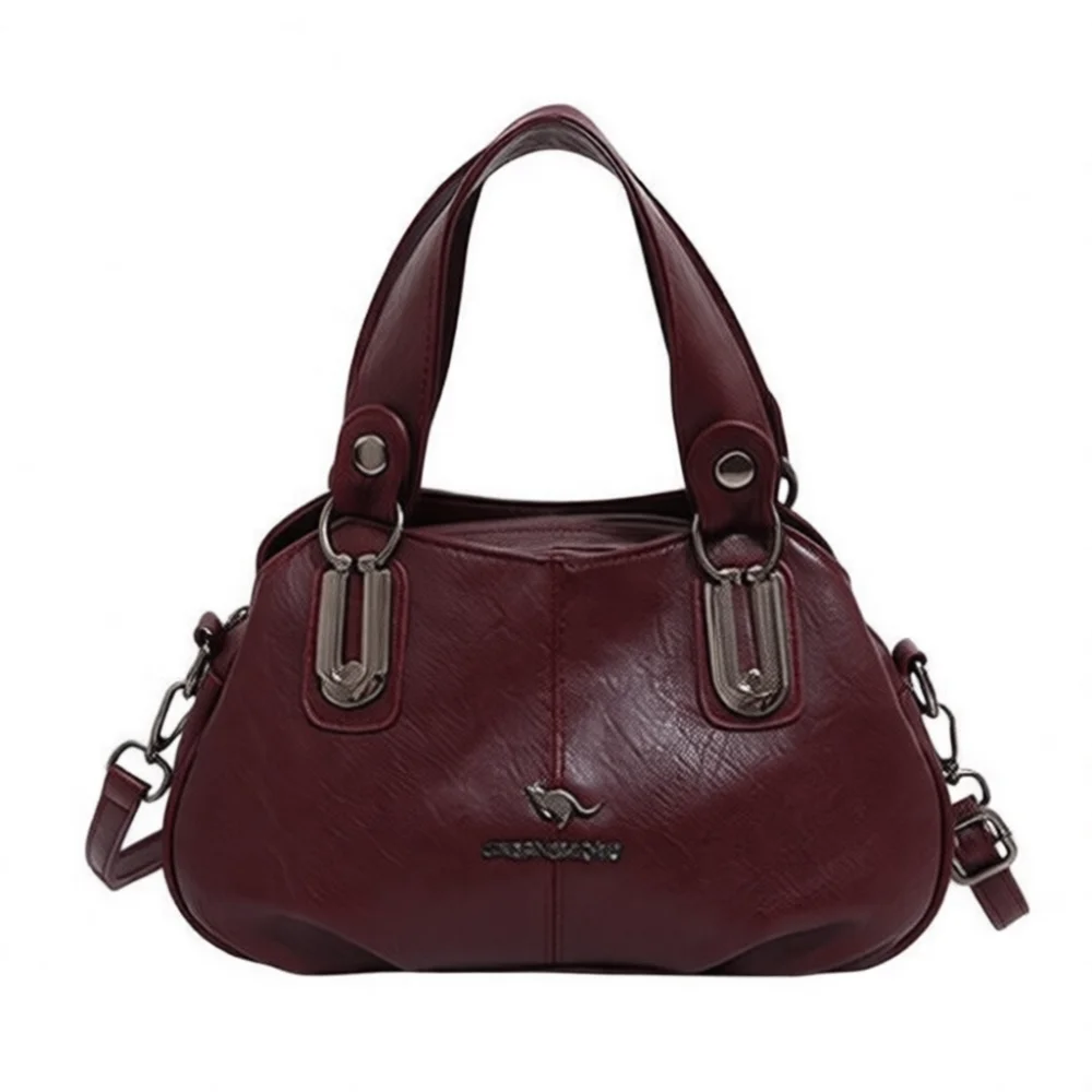 Retro Large Capacity Tote Bags Soft PU Leather Shoulder Handbags Casual Crossbody Purses Stitched Design Mama Purse