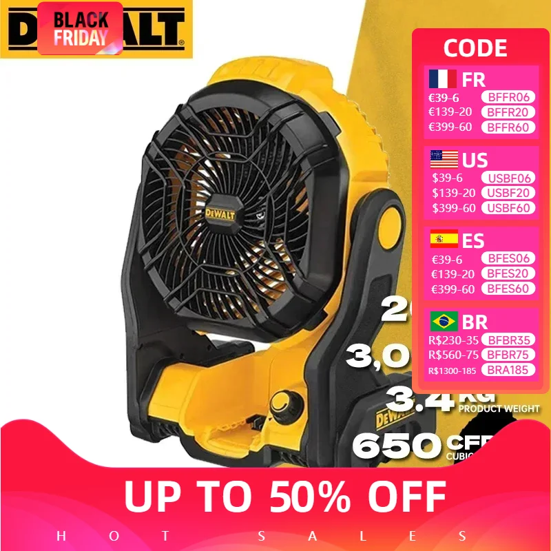 DEWALT DCE512 Portable Cordless Jobsite Fan Bare Tool 20V MAX Lithium Power Tool Outdoor Camping Fan DCE512N