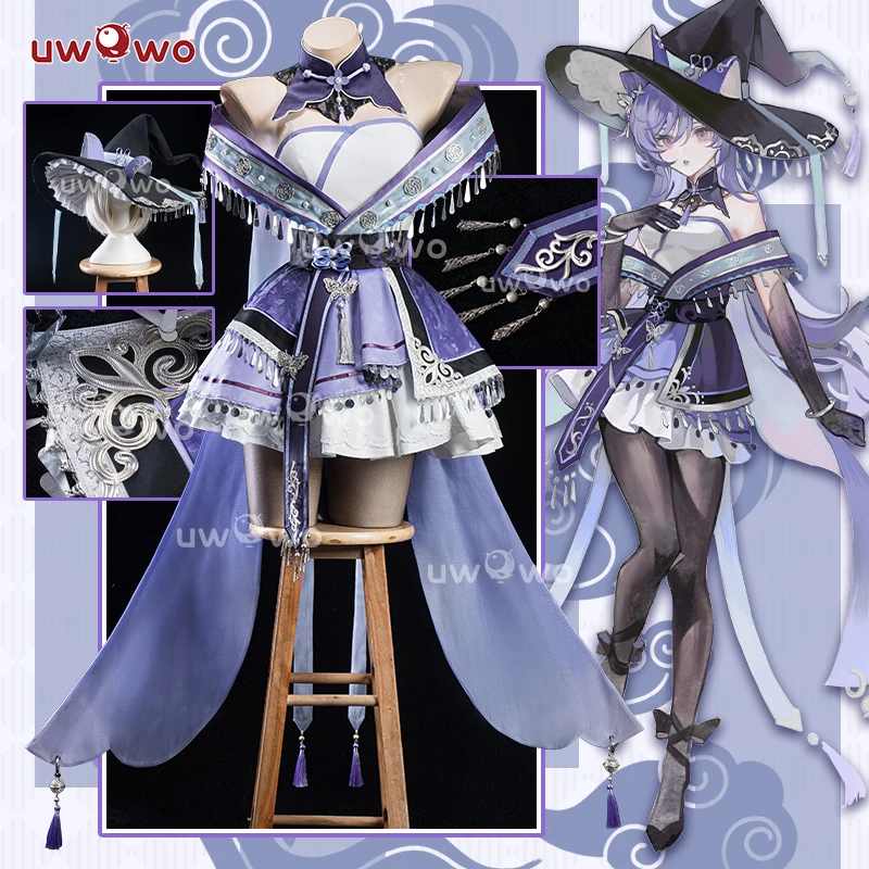 Voorverkoop Uwowo Keqing Cosplay Game Genshin Impact Fanart Keqing Heks Cosplay Kostuum Outfit Vrouw Jurk Halloween Kostuum Kostuum