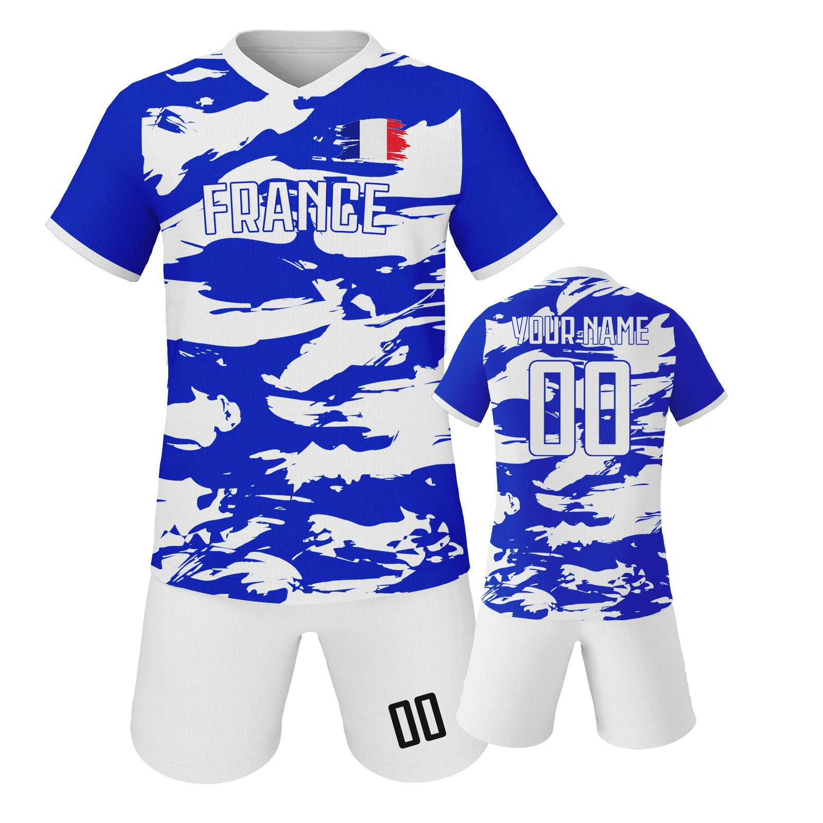 France Kids Football Jersey Custom Soccer Kit Youth Team Uniform Personalized Name Number Training Set Boys Girls Fans Gift image 5