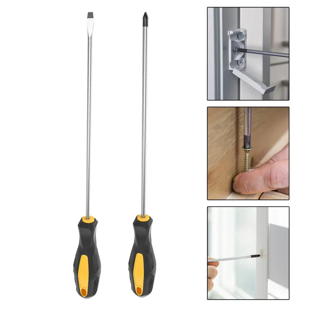 12Inch Long Slotted Cross Screwdriver Magnetic Slotted Screwdriver With Rubber Handle Tools Accessories 250mm*6mm