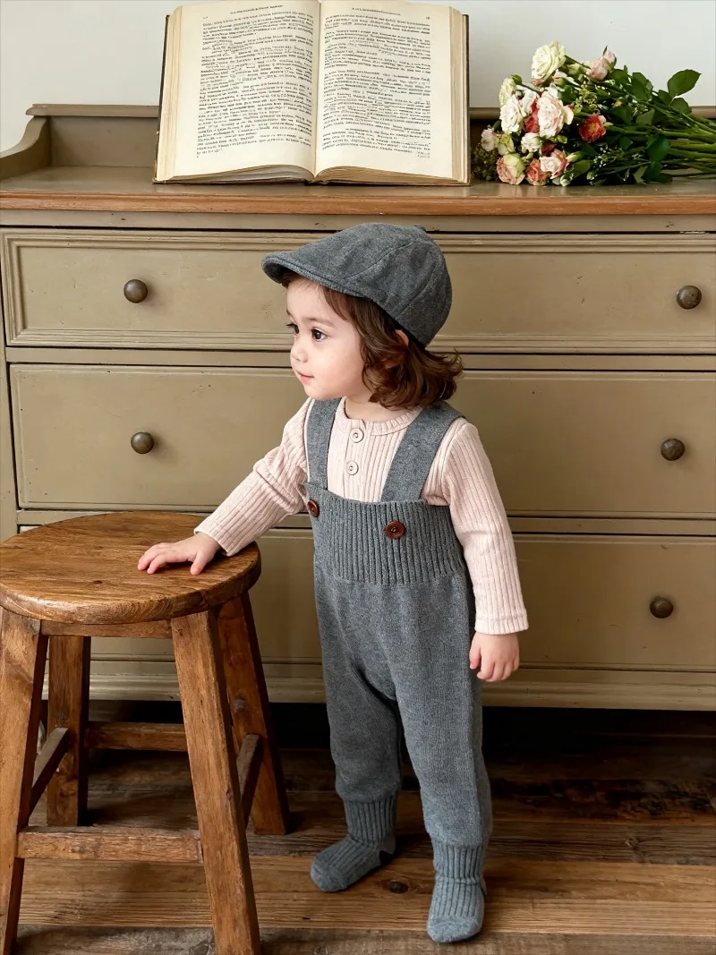 

Fashion Baby's Casual Soft Rompers Autumn Knitted Strappers Korean Baby Jumpsuit Girl and Boys Knitted Bodysuits & One-Pieces