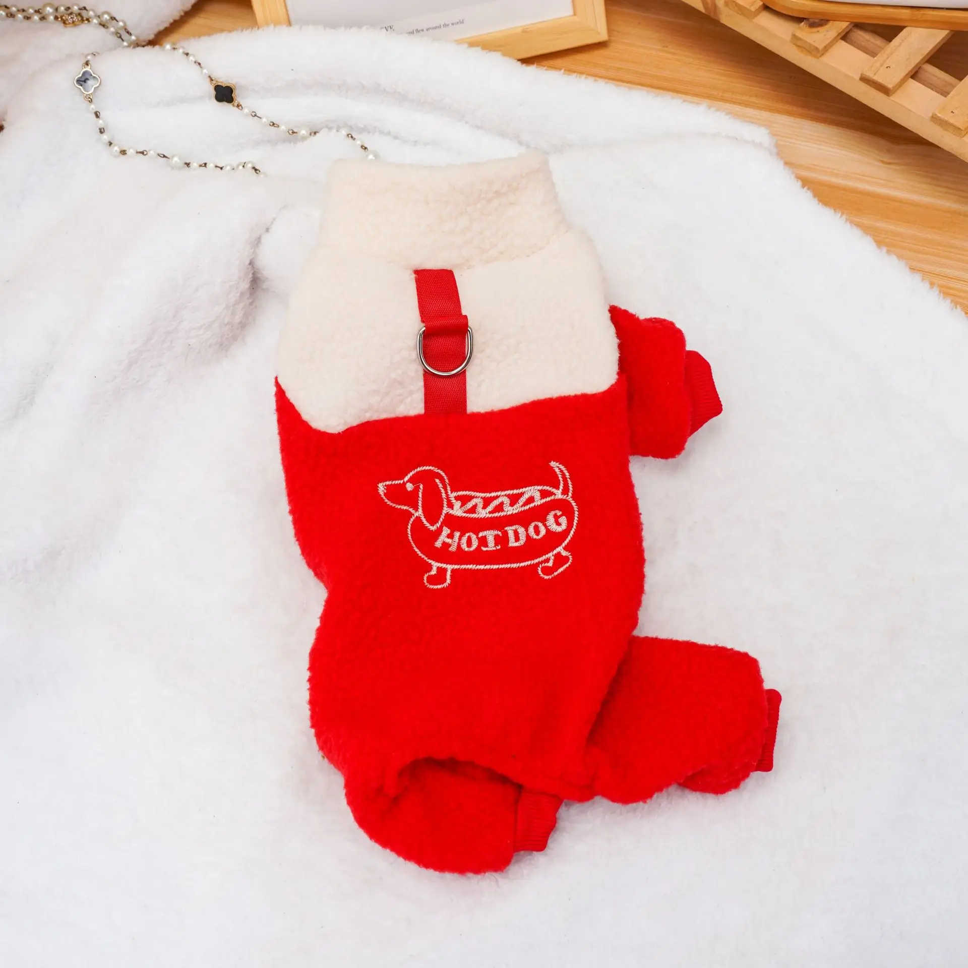 Autumn and Winter Pet Four Legged Pants Clothing Puppy Cat Lamb Wool Hot Dog Embroidery Jumpsuit Teddy Bear Small Dog Coat