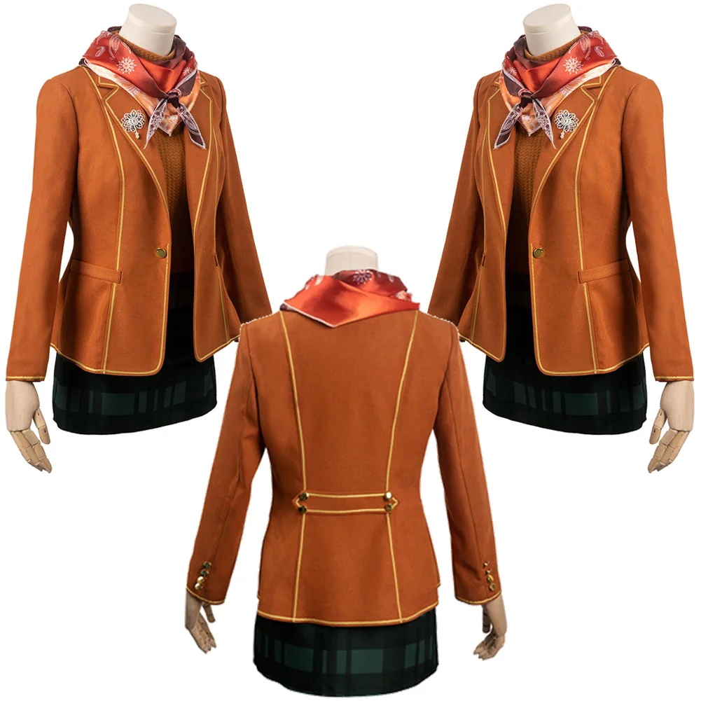 Game Resident 4 Ashley Cosplay Women Costume Jacket Skirt Scarf Set Clothes Female Halloween Carnival Party Roleplay Suit