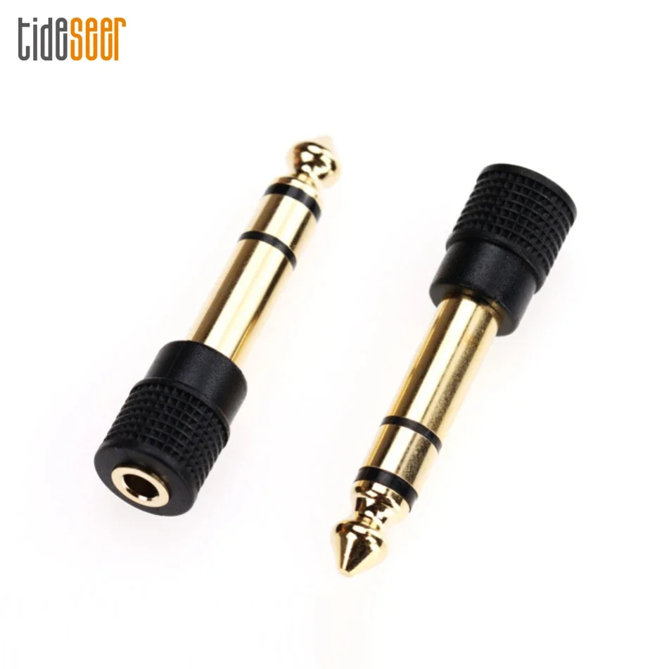 

300pcs 6.35mm 3 Pole Male Plug to 3.5mm Stereo Jack Female Audio Converter Adapter Microphone Connector