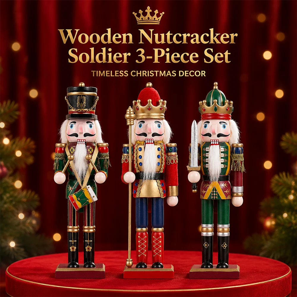 2-teiliges Nussknacker-Soldaten-Puppen-Set, handbemalte Weihnachtsfigur, kreatives Geschenk, Heim-Desktop-Weihnachtsbaum-Feiertagsdekoration – Detail 6