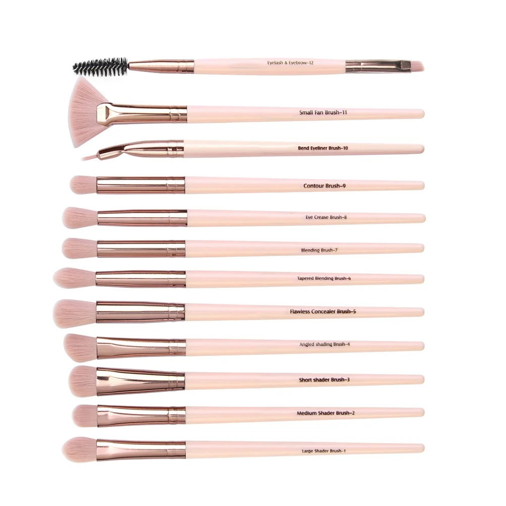 

12pcs Eye Shadow Brush Set Premium Artificial Fiber Bristles Long Lasting Handle Multifunctional Brush Kit For Women