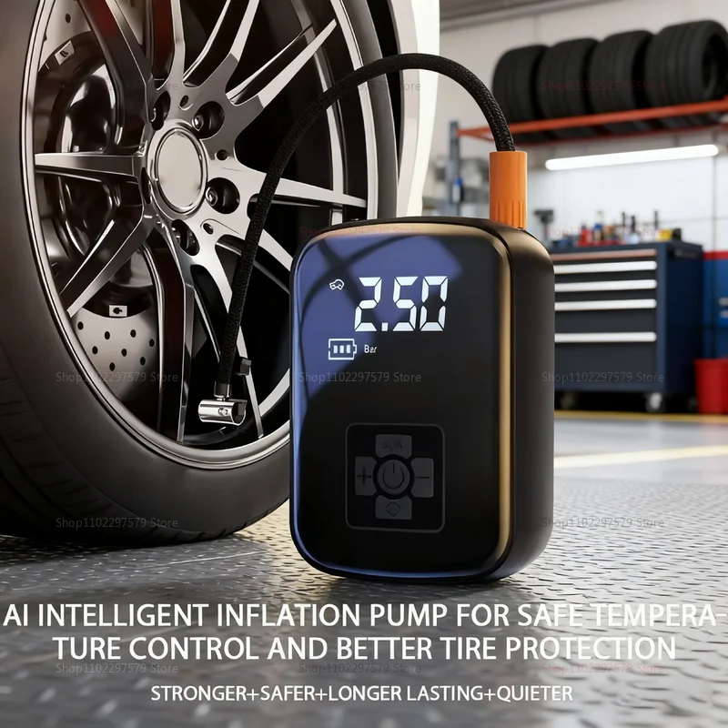 AliExpress UK Brangdy Compact Portable Wireless Car Air Pump Digital Display Pressure Multipurpose Tire Basketball Bicycle Emergency Inflation Pump