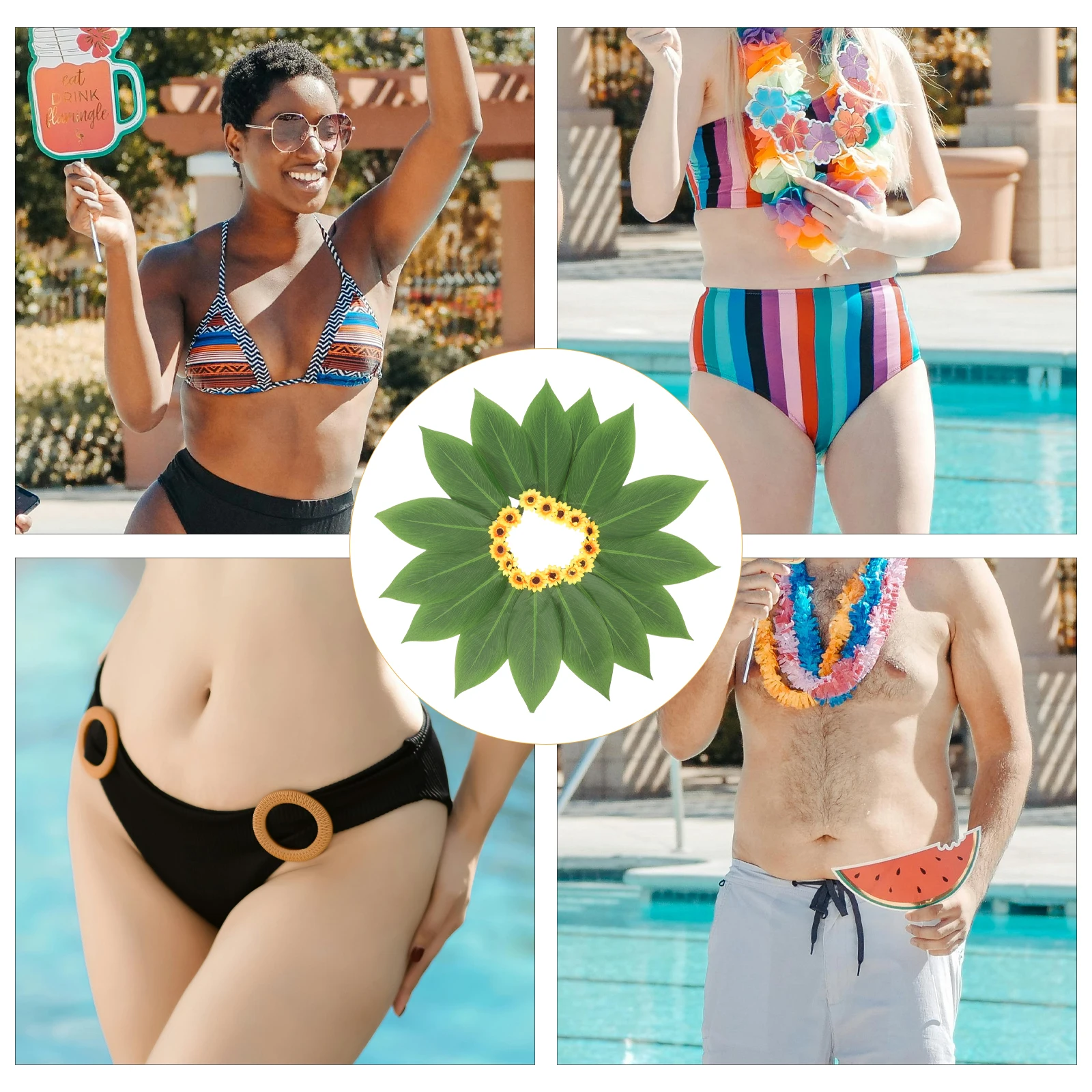 

Simulated Sun Flower Wreath Hawaii Leaves Skirt Headband Party Costume Accessories Luaus Beach Events Tropical Themes