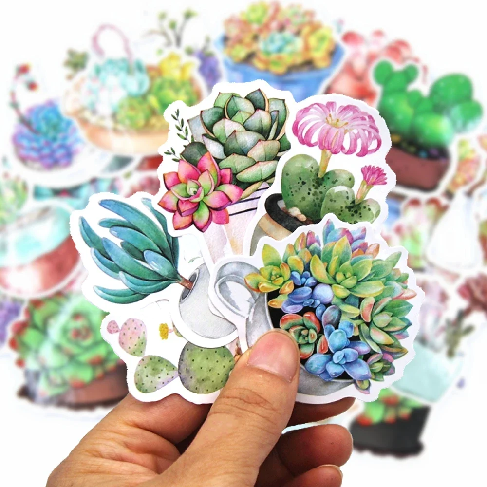 10/50pcs Succulent Plants Stickers Cartoon Decals Toy Stationery Guitar Phone Bicycle Laptop Luggage Car Graffiti Kids Sticker