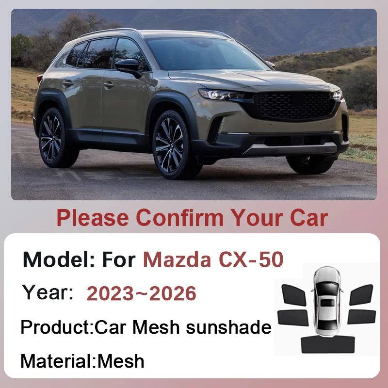 

For Mazda CX-50 2023 2024 2025 2026 Car Mesh Sunshade Magnetic Window Sun Visor Privacy Curtain Coverage Auto Tools Accessories