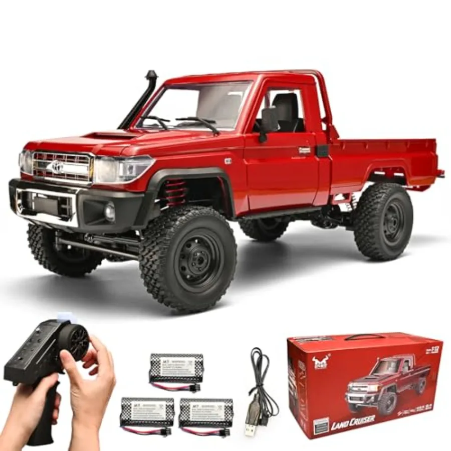 

RC Rock Crawler 1/12 Off Road 4x4 Truck RTR with 2.4GHz Remote, 280 Brushed Motor, All Terrain Rubber Tires, Red ABS Plastic Bo